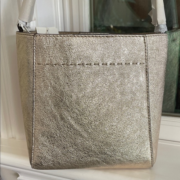 NWT Tory Burch McGraw Gold Metallic Leather Bucket Bag - Picture 5 of 7